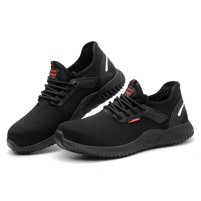 Breathable low cut safety shoes with steel toe cap and ventilation holes for anti-smashing and anti-puncture protection