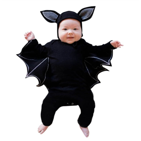 Black and gray long sleeve Batman baby one piece cotton outfit for infants