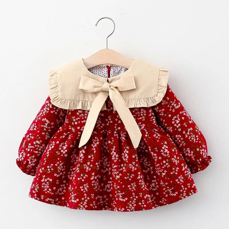 Girls' long-sleeved printed princess dress for children's spring and autumn clothing