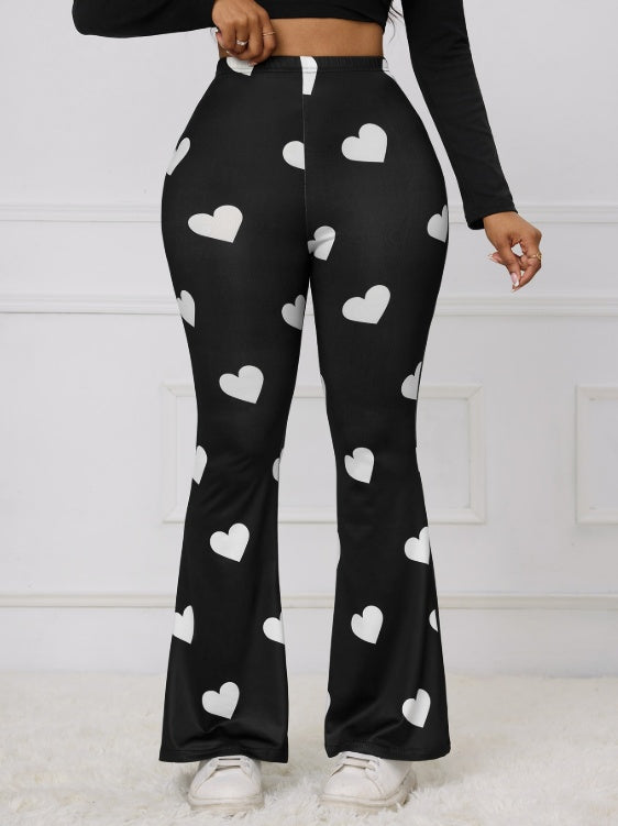 Ladies' Love Printed Casual Slimming Pants long fit casual spring autumn polyester