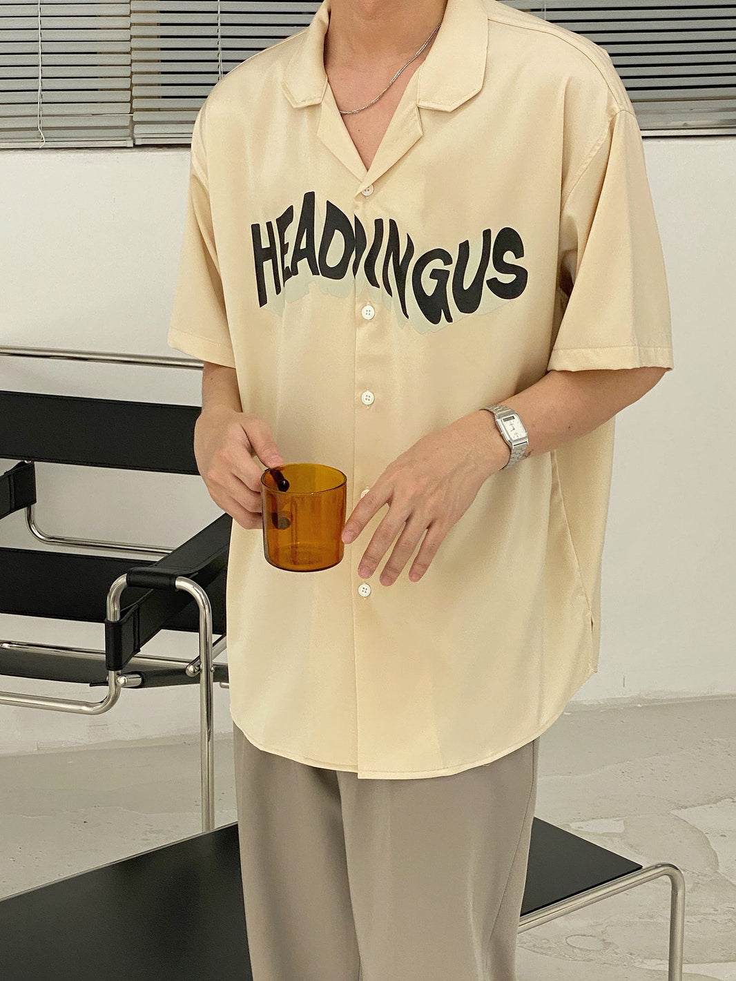19studio South Korean Hong Kong Style Shirt Ins Men''s Summer