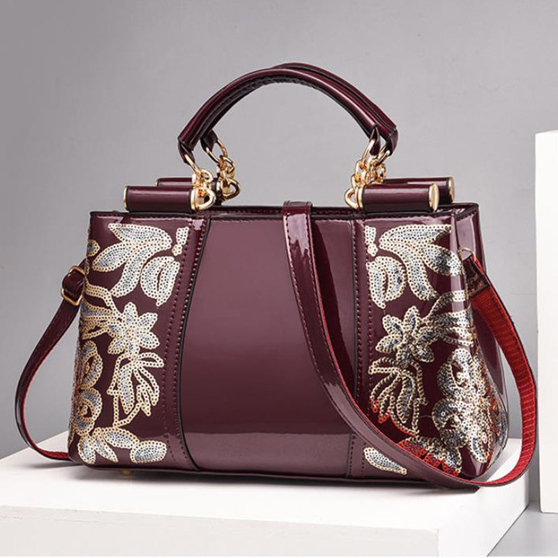 Fashion sequins handbags with embroidery and soft handles for women party and wedding shoulder bags