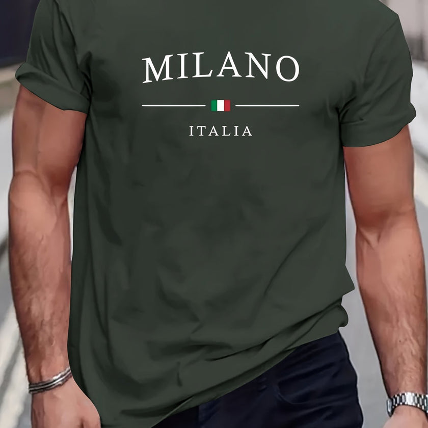 Milano Patterned Printed Men's T-shirt, Comfortable Round Neck T-shirt