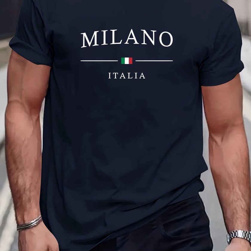 Milano Patterned Printed Men's T-shirt, Comfortable Round Neck T-shirt