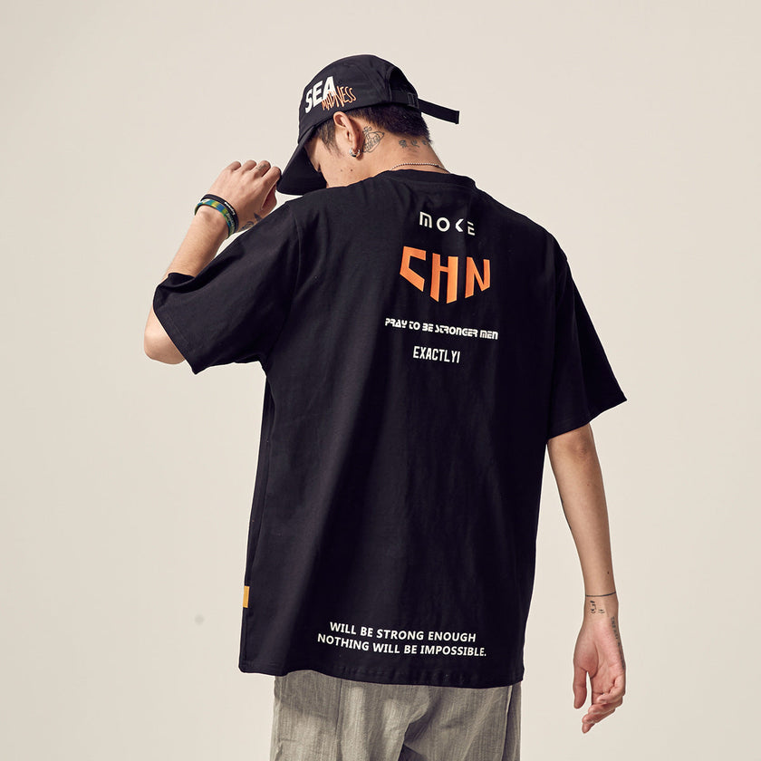 Japanese Hip Hop Streetwear T-Shirt – Bold Graphic Print Style