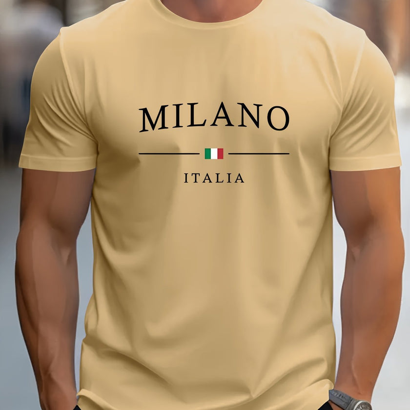 Milano Patterned Printed Men's T-shirt, Comfortable Round Neck T-shirt