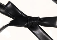 Women's PU Leather Cross Lace-up Waistcoat Long Sleeve Short Jacket