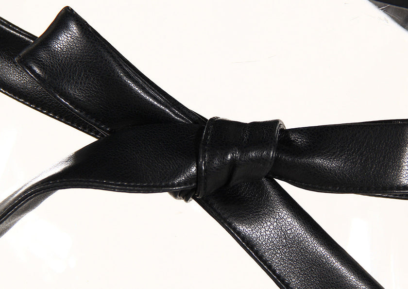 Women's PU Leather Cross Lace-up Waistcoat Long Sleeve Short Jacket