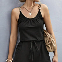 Ladies' Cross Leisure Vacation Lazy Backless Wide Leg Pants Camisole Skirt Jumpsuit