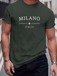 Milano Patterned Printed Men's T-shirt, Comfortable Round Neck T-shirt