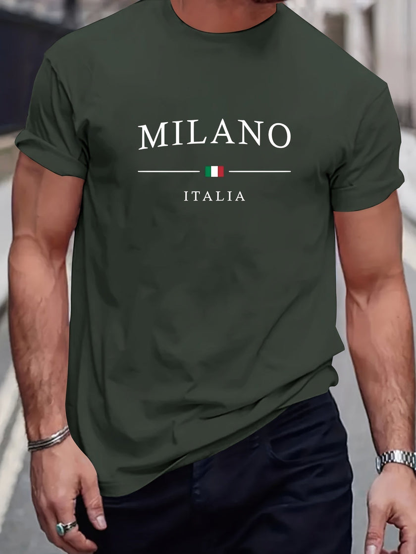Milano Patterned Printed Men's T-shirt, Comfortable Round Neck T-shirt