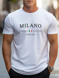 Milano Patterned Printed Men's T-shirt, Comfortable Round Neck T-shirt