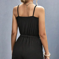 Ladies' Cross Leisure Vacation Lazy Backless Wide Leg Pants Camisole Skirt Jumpsuit