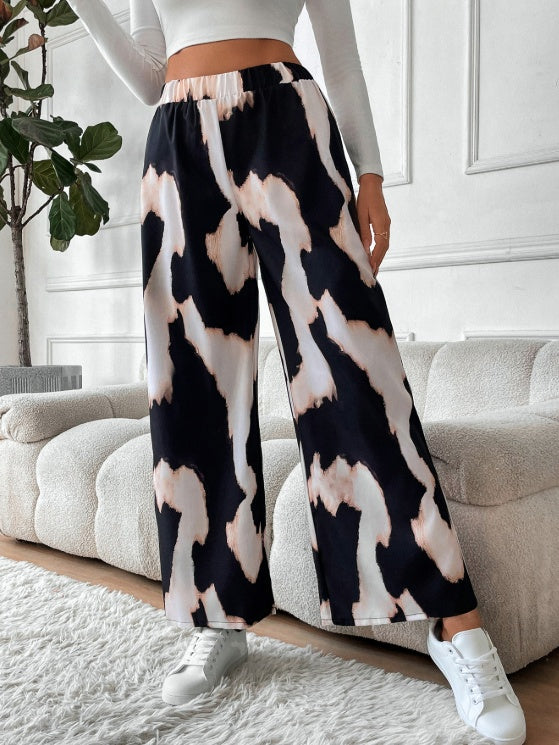 Ladies' Printed Comfortable And Fashionable Casual Wide Leg Pants