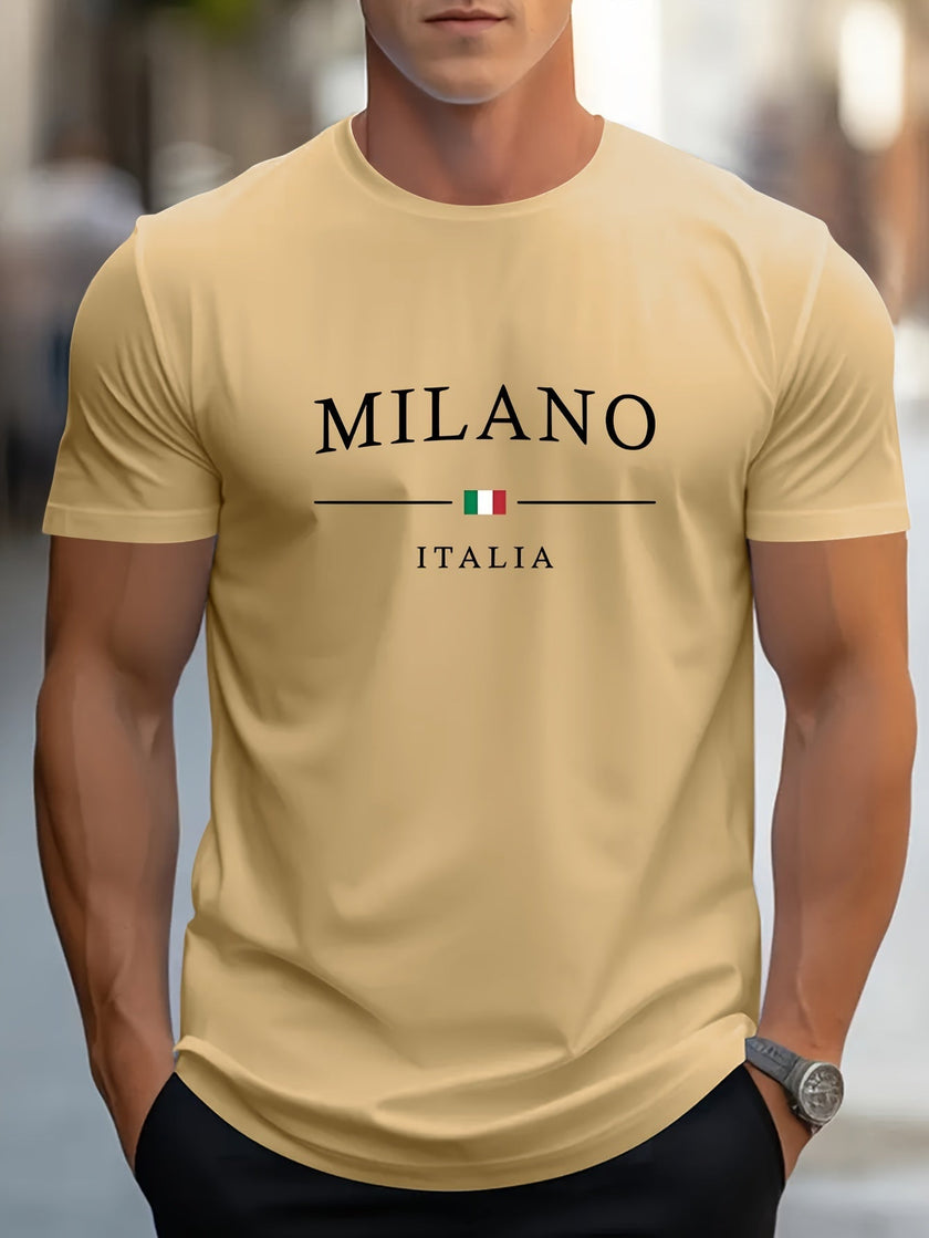 Milano Patterned Printed Men's T-shirt, Comfortable Round Neck T-shirt