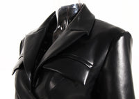 Women's PU Leather Cross Lace-up Waistcoat Long Sleeve Short Jacket