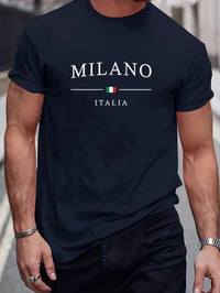 Milano Patterned Printed Men's T-shirt, Comfortable Round Neck T-shirt