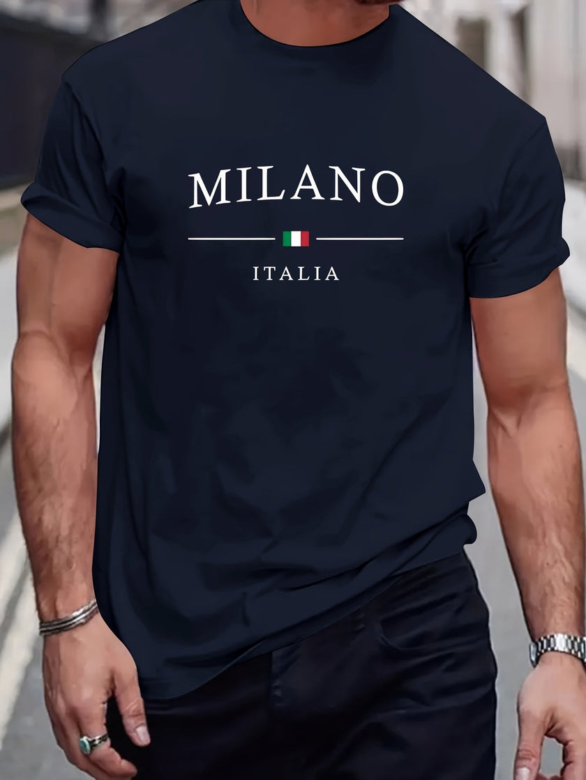 Milano Patterned Printed Men's T-shirt, Comfortable Round Neck T-shirt